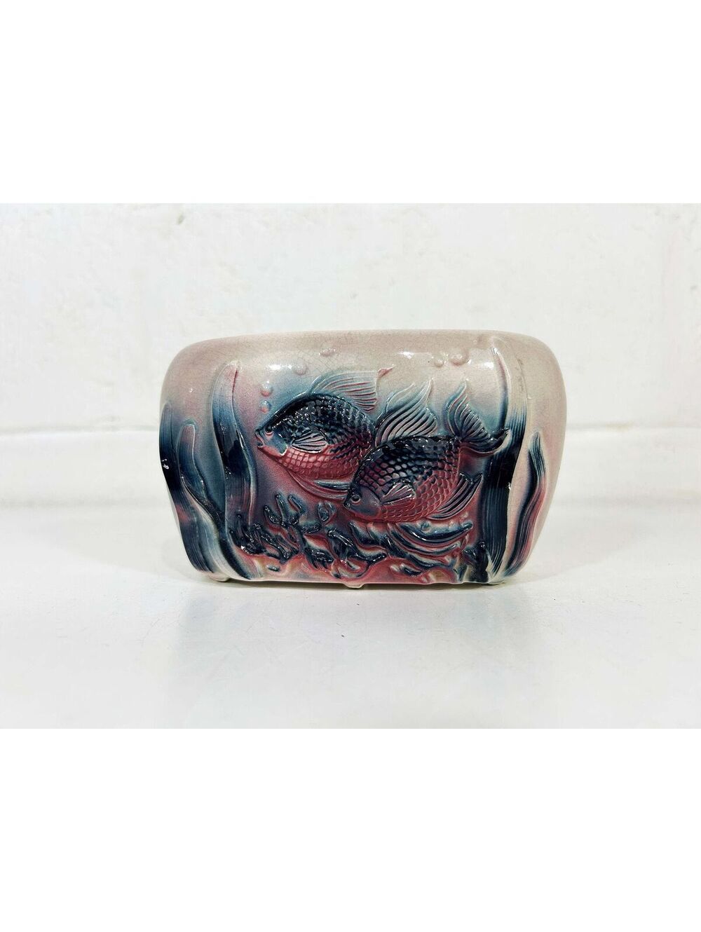 Royal Copley Goldfish Planter Ceramic Pink Blue Housewarming Gardener 1950s